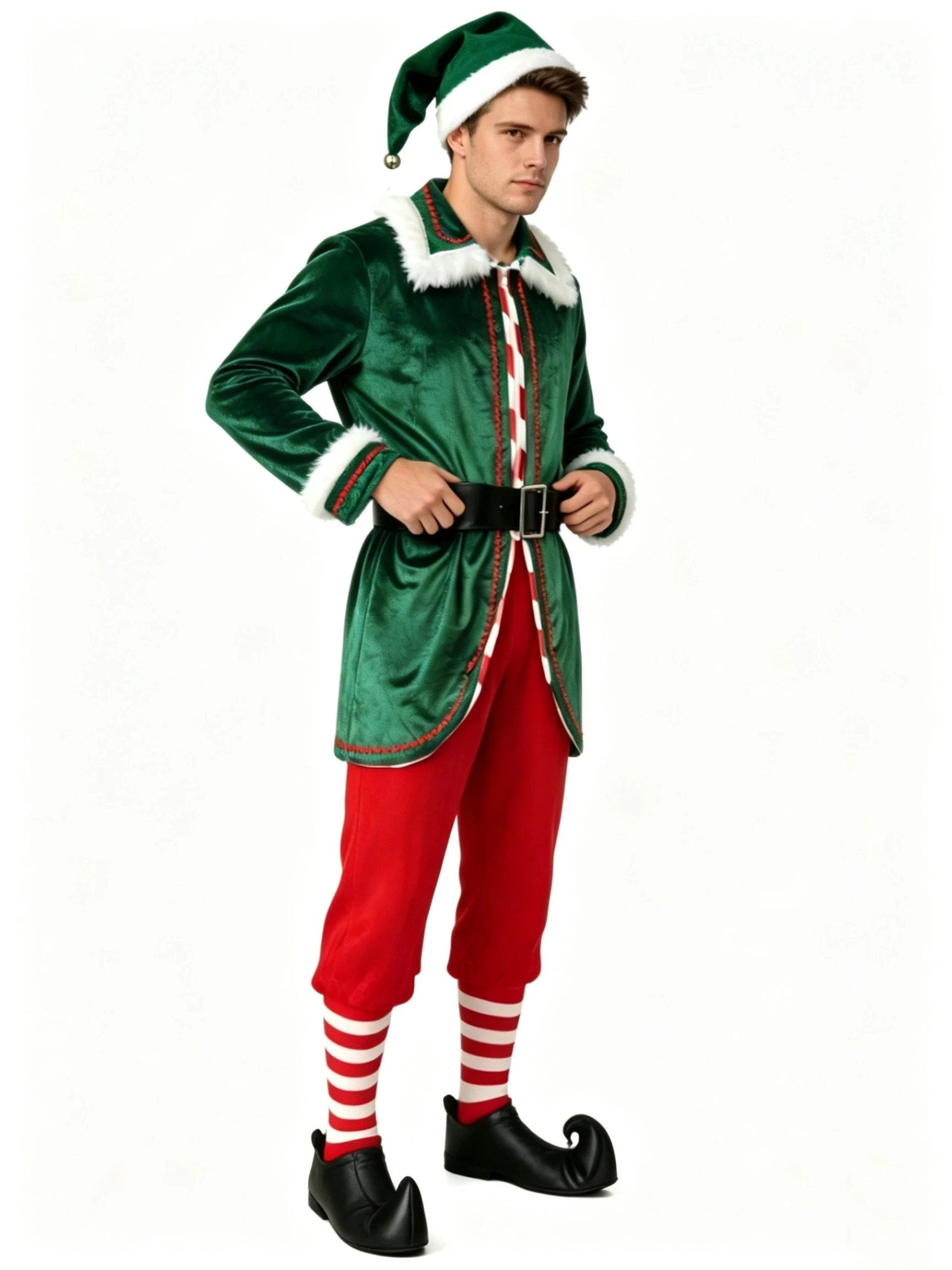 Niedliches Festliches Weihnachtselfen-Paar Kostüm für Feiertagsparty, Weihnachtskarneval, Event, Bar, Bühnenshow, Cosplay-Kostüm 2026 – Detail 8