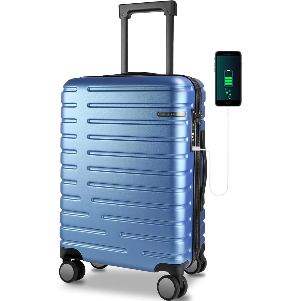 

Hand luggage with rotating wheels, hard shell portable expandable suitcase, approved by 21x14x9 airlines, built-in TSA Lo
