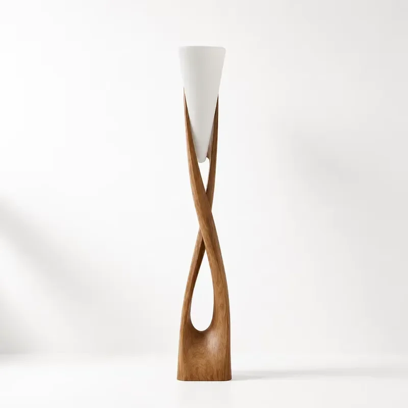 Handmade Solid Wood Artistic Style Floor Lamp Designer Modern LED Living Room Floor Lamp Sofa Corner Decoration Stand Desk