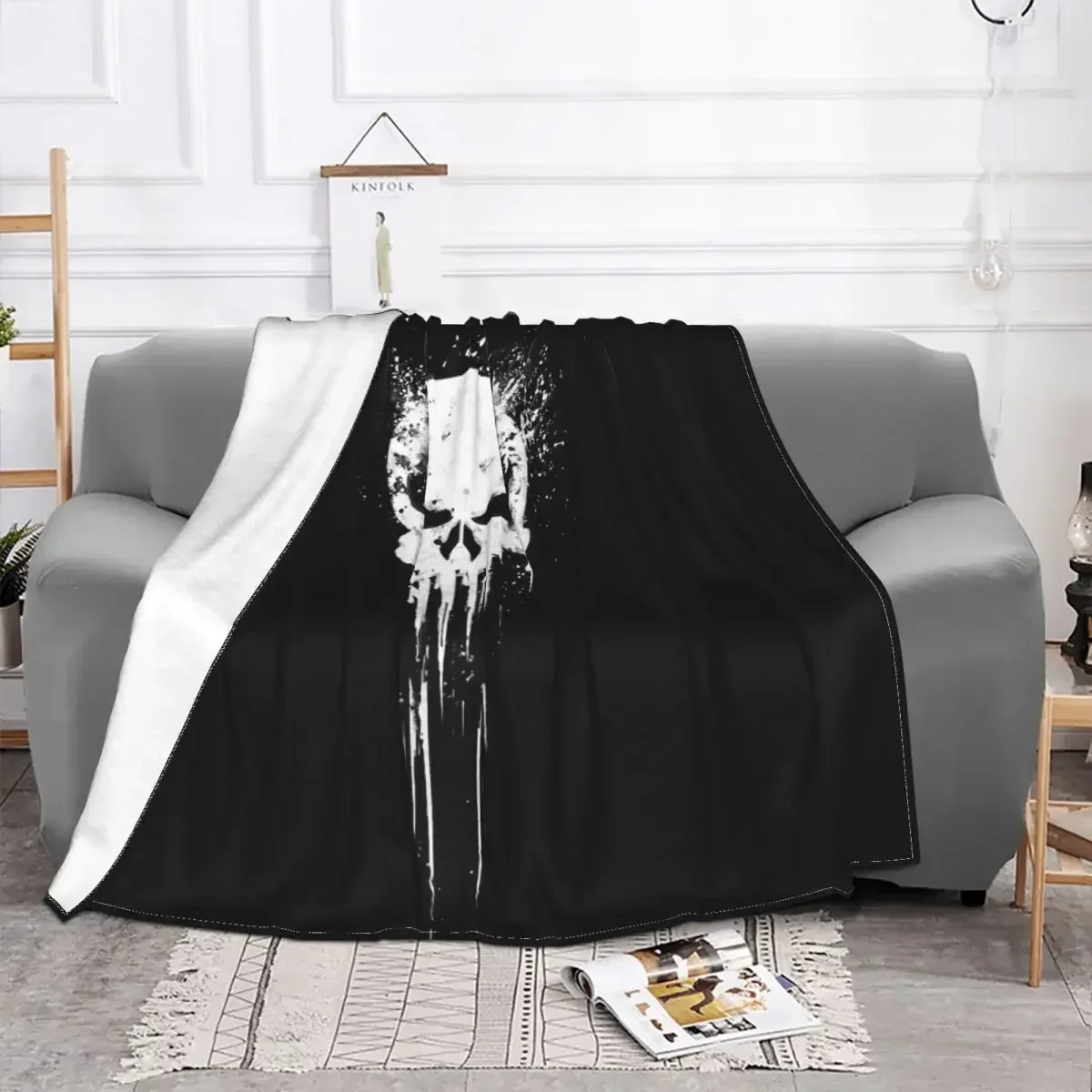 Heavy Metal 1960s Punk Rock Music Skull Blanket Fleece Autumn Winter Portable Lightweight Throw Blankets for Home Car Bedspreads