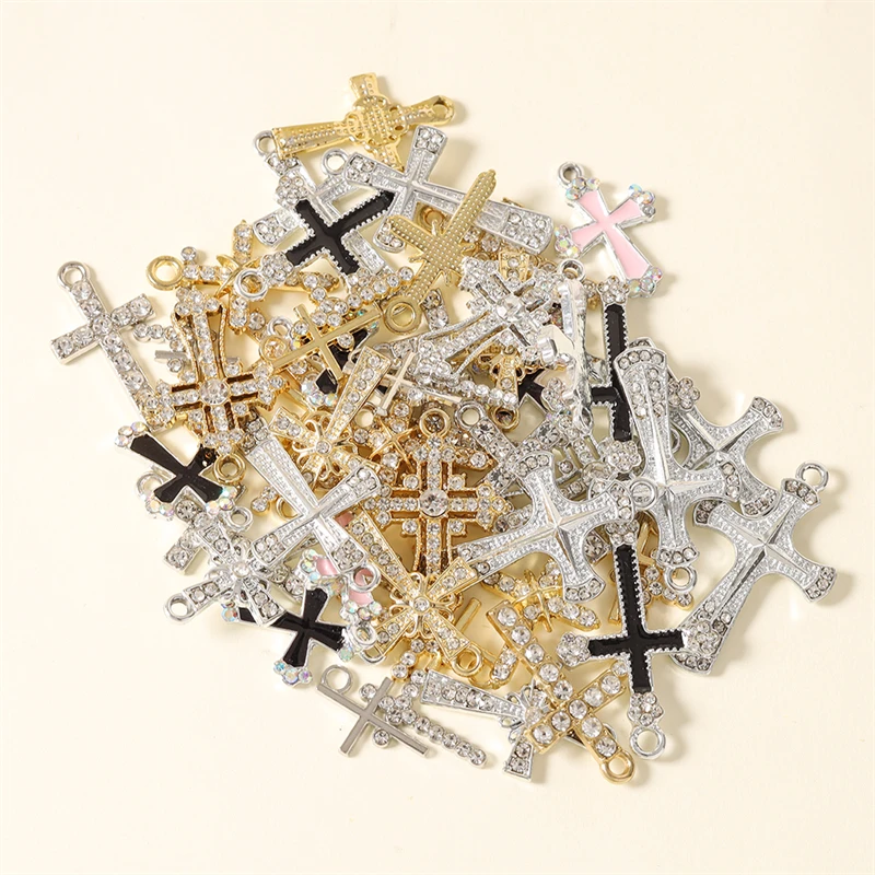 20 Stück gemischte, niedliche Kristall-Metall-Kreuz-Anhänger für die Schmuckherstellung, geeignet für Ohrringe, Halsketten, Armbänder und DIY-Bastelarbeiten. – Detail 4