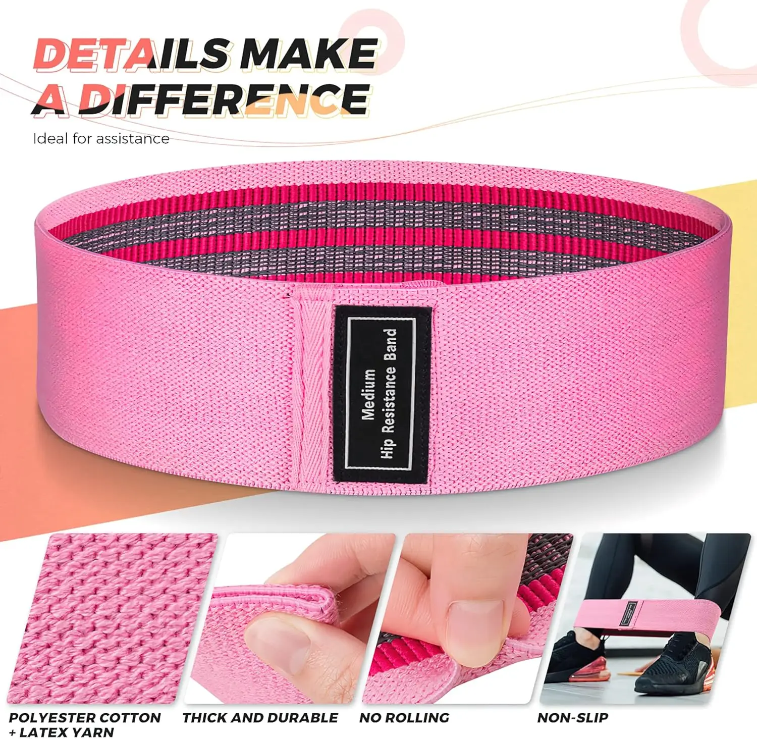 High Quality Non slip Fabric Resistance Bands Hip Leg Resistance Bands Yoga Fitness Resistance Band Set