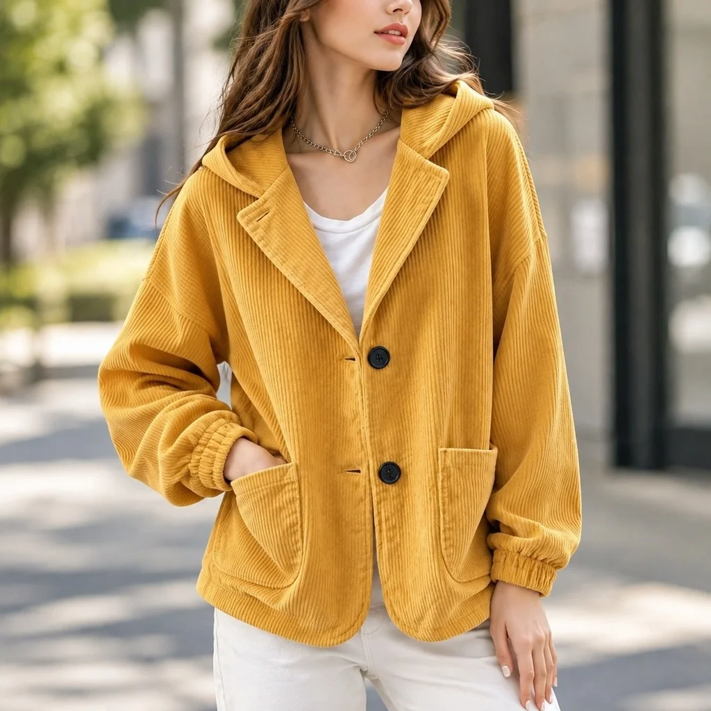Hooded Casual Top Regular Length with Japanese and Korean Casual Long Sleeve Relaxed Fit Regular Thickness Women Winter Jacket