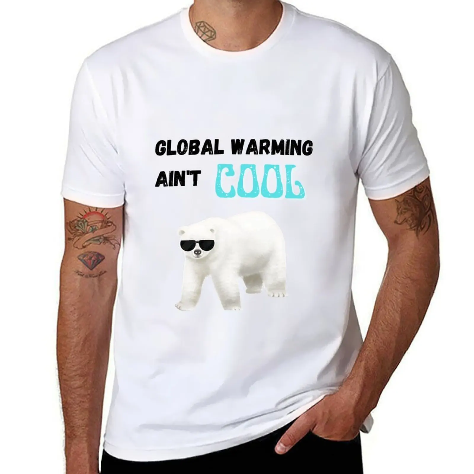 

Global Warming Ain't Cool Polar bear in shades T-Shirt g man t shirts for men man t shirts cotton T-Shirt