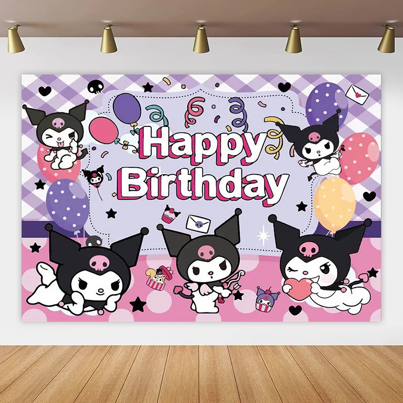 Cartoon Image Cinnamoroll HelloKitty Photo Backdrop Sanrio Jade Dog Girls Birthday Party Banner Photography Background Props