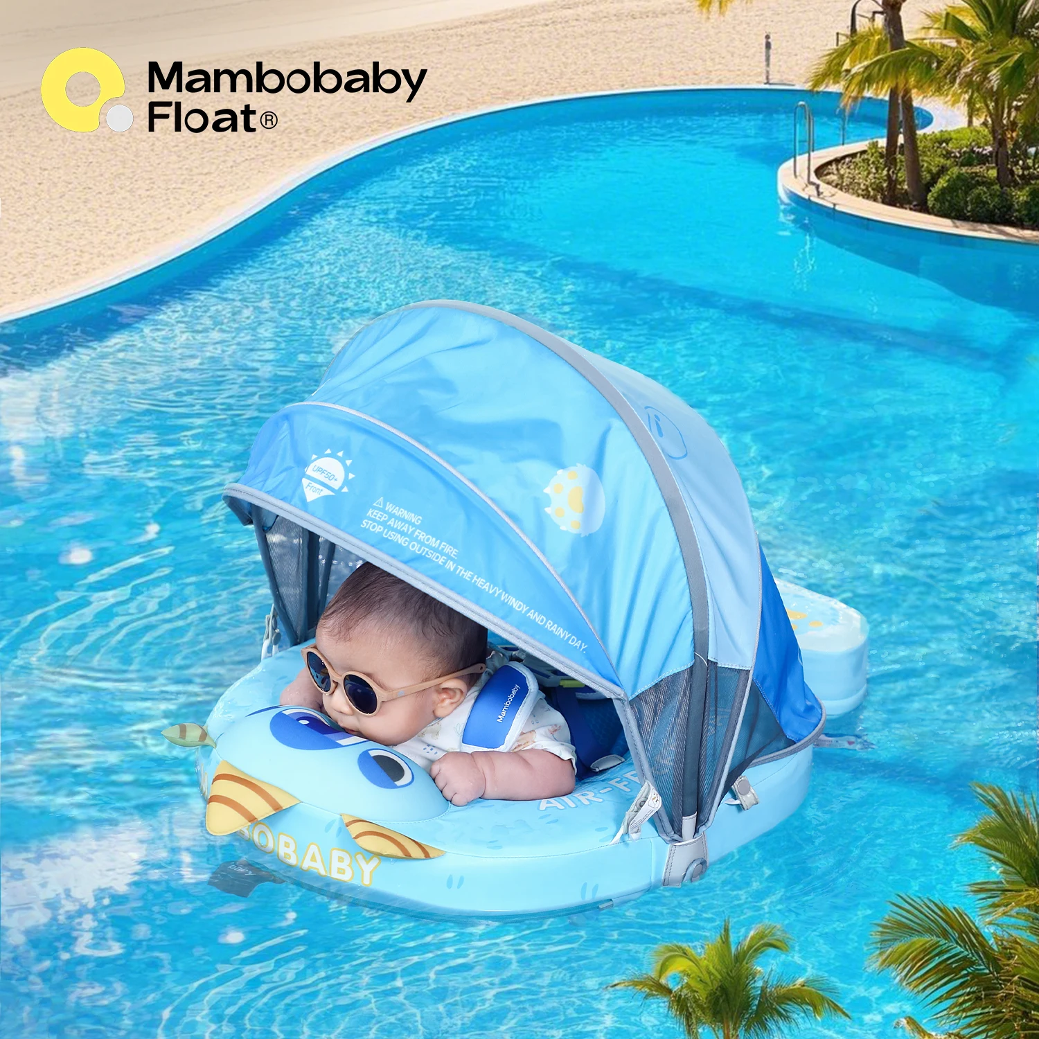 Mambobaby Float Soft skin-friendly fabric & Sunroof Safe Air-Free Core Baby Swim Ring Toddler Pool Float Infant Swimming Circle