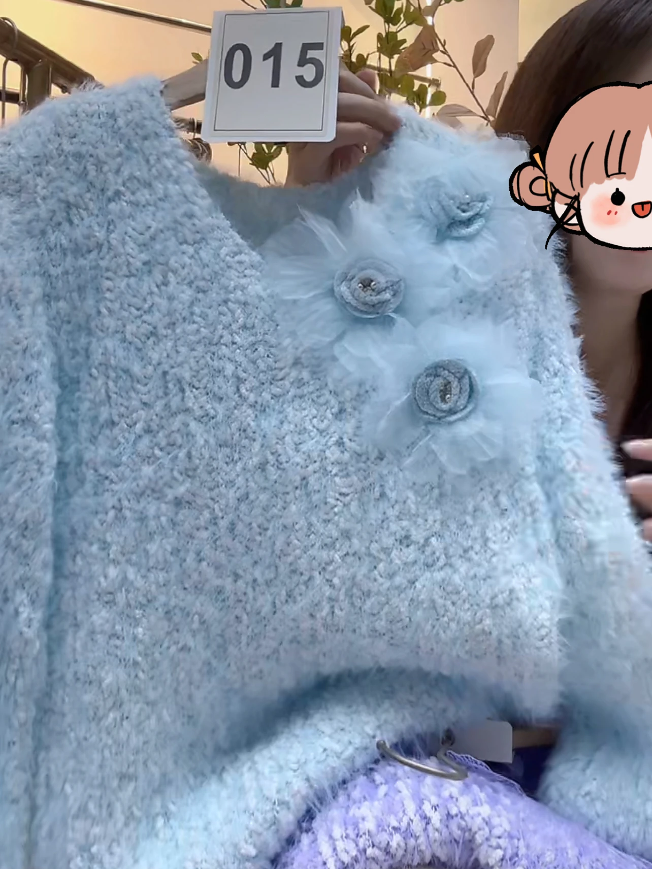 Blue Soft Sweet Sle 3D Flower Long Sve Knitted Sweater Autumn Winter High Faion Youthful Soft Cozy Women's Sweater