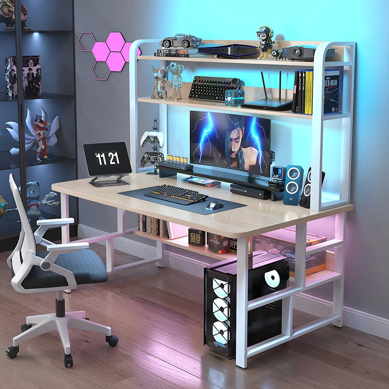 E-sports desk, home desktop computer desk, desk, bookshelf integrated