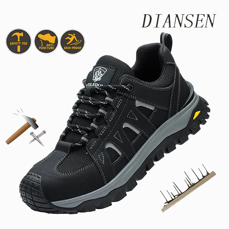 Zapatos de seguridad transpirables, botas de trabajo con punta de acero, zapatos antideslizantes antigolpes y antipinchazos para trabajo en almacén y logística