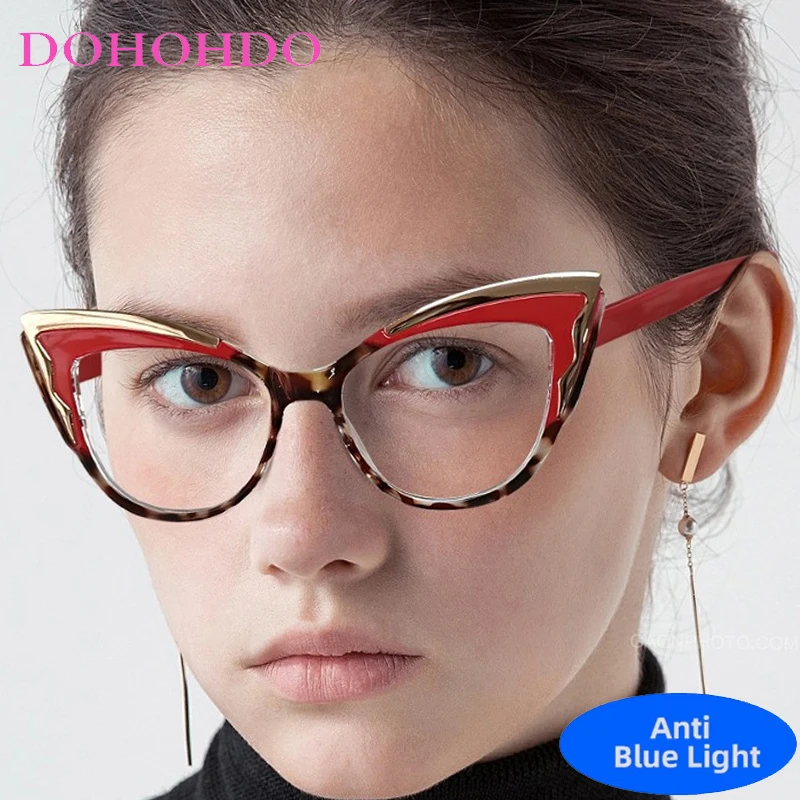 

Vintage Trendy Brand Designer Cat Eye Anti Blue Light Glasses Fashion Luxury Eyeglasses Men Women For Reading For Computer Use