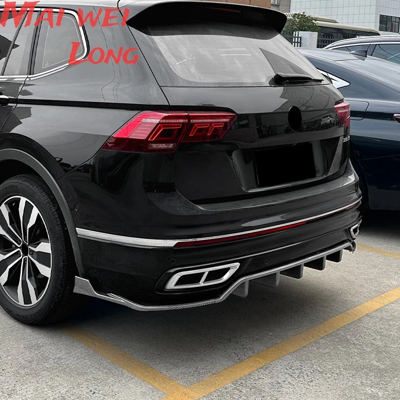 Rear Bumper Lip Diffuser Spoiler Splitter Protector For VW Tiguan MK2 Rline 2021-2023 Car Styling Auto Accessories