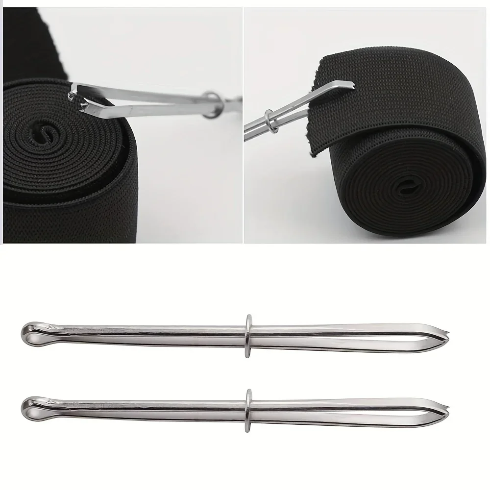 2-piece Ultimate Elastic Thread Tweezer Set - Self locking Design, Easy Belt Sewing Tool, Suitable for Handicraft Enthusiasts