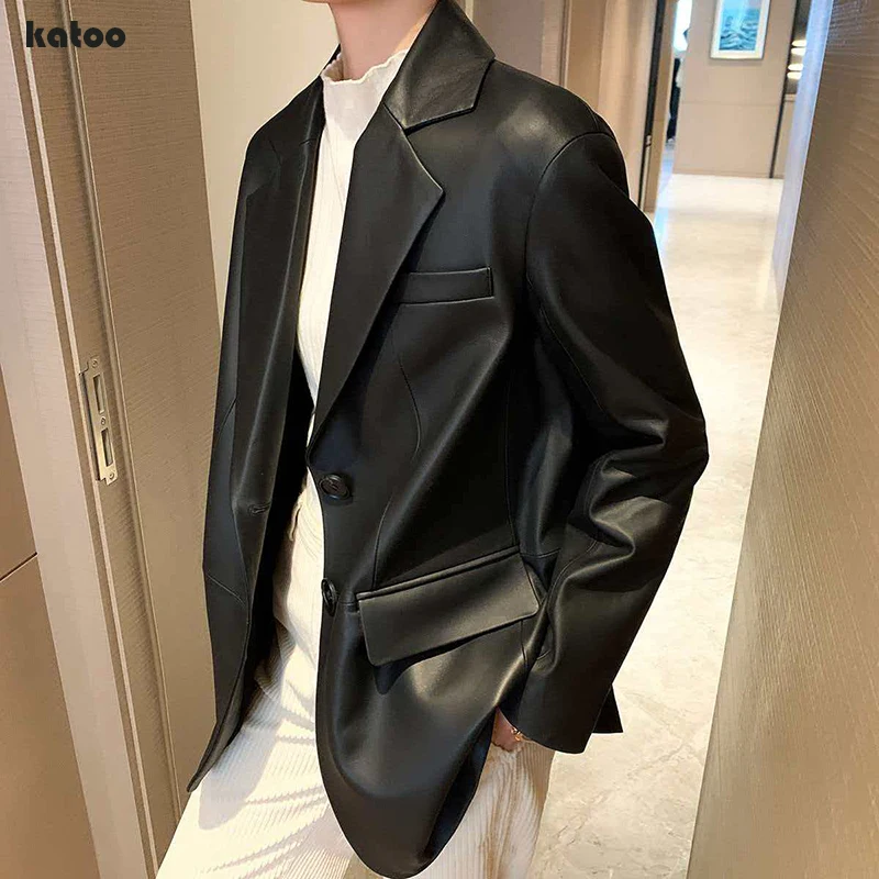 

High Quality Real Leather Suit Jacket Women Oversized Single-Breasted Black Natural Sheepskin Coat Jacken Dame Streetwear Blazer