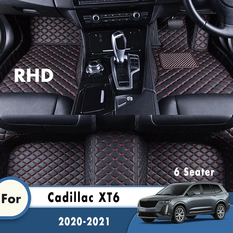 

6 Seat Car Floor Mats For Cadillac XT6 2020 2021 2022 2023 2024 2025 Auto Full Set Carpet Pads All Weather Vehicle Foot Mat Rugs