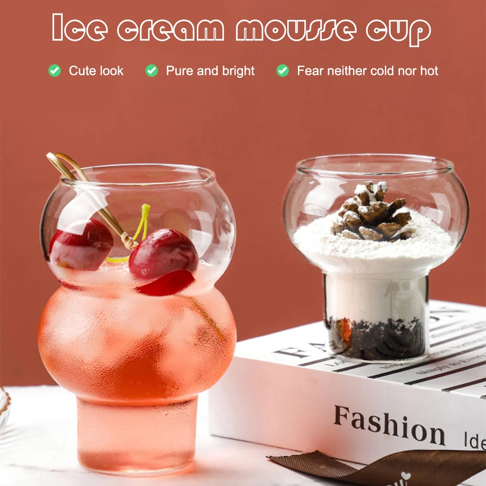 

300/520ml Coffee Mug Gourd Shape Cocktail Glass Yogurt Dessert Glass Cup Home Bar Drinkware Household Transparent Whiskey Cup