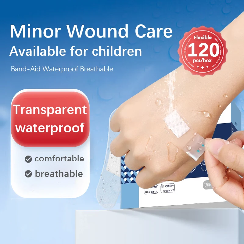 120 pieces】 Waterproof Band-Aid Transparent Invisible Bleeding Stopper Anti-friction Breathable Bathing Swimming Bandage