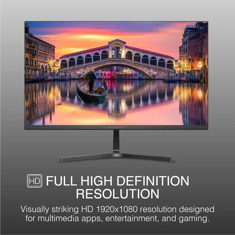 Basic Dual Computer Monitor, 24 Inch, Ultrawide, VESA Mount, Tilt, VGA and HDMI, for FHD 1920 x 1080 ,75 Hz, 5 Milliseconds