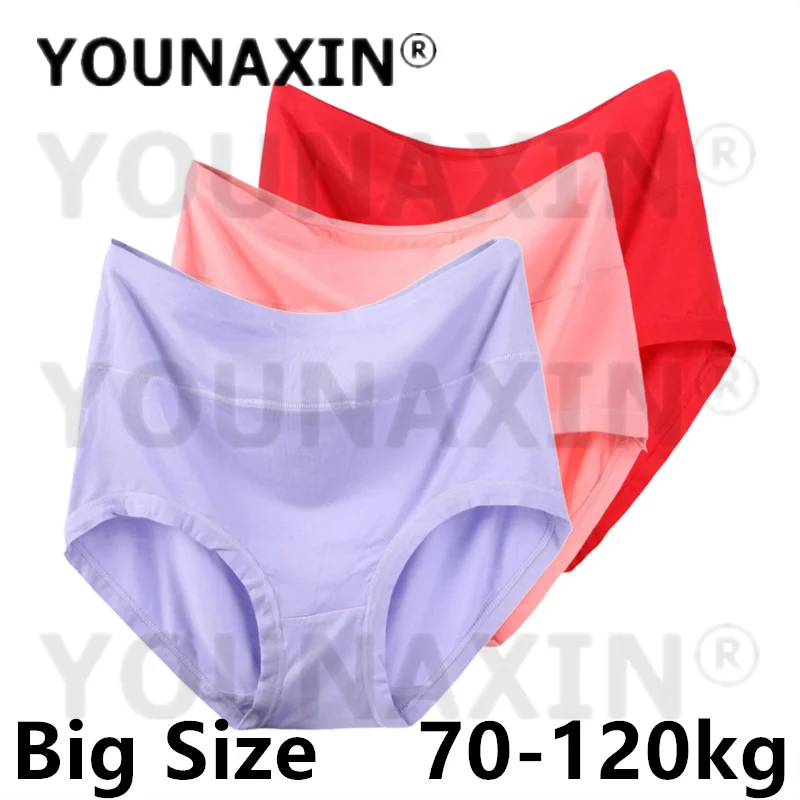 

3 Pcs Women's Briefs Big Size Lingerie Modal Undies Underwear Breathable Hight Waist Fit Weight 75-120KG Large Panties 5XL 6XL