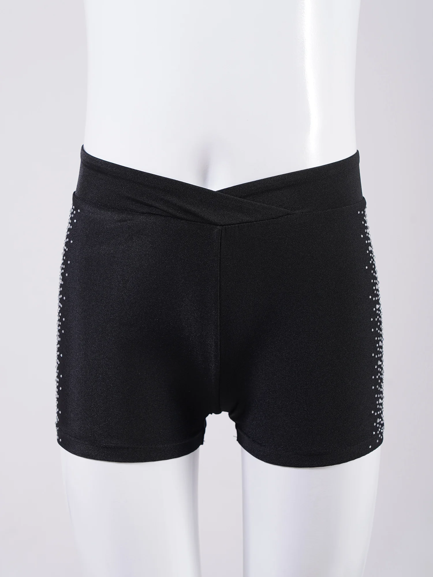 Pantaloncini da ballo per bambina con strass elastico in vita pattinaggio artistico ginnastica pantaloncini da ballo moderni Jazz pantaloncini Hip-hop Dancewear