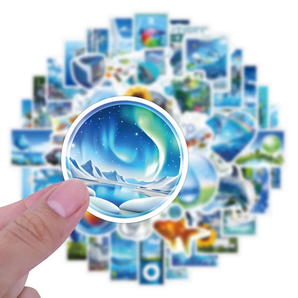 

55PCS Frutiger Aero Sticker Cartoon Blue Aesthetic Personality Creative Decoration Doodle DIY Pencil Box Scrapbook Decal