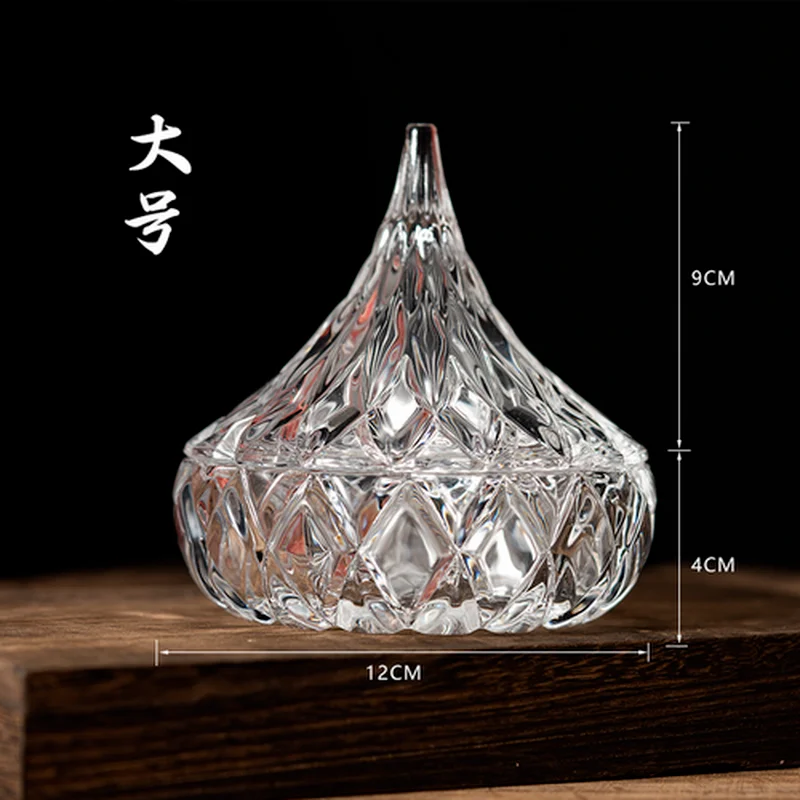 Creative Glass Pine Nuts Water Drop Candy Jar with Lid Jewelry Box Decorative Ornaments Dried Fruit Plate Candy Jar with Lid