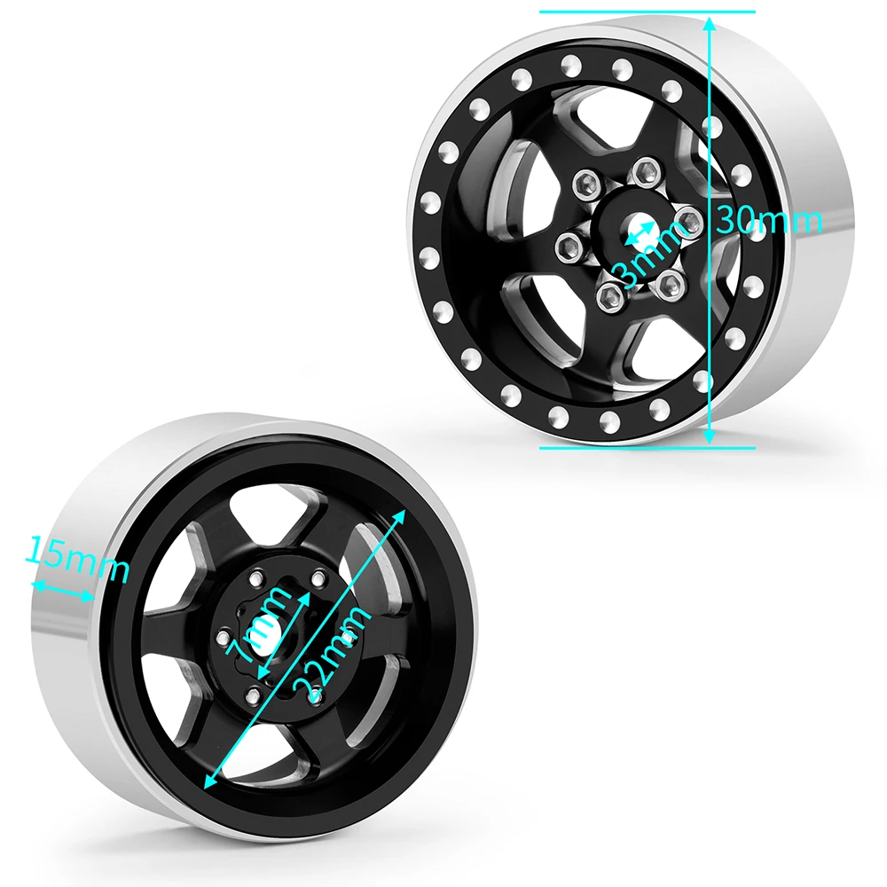 MIBIDAO 4 szt. 54mm Gumowe Opony Koła z Beadlockiem Obręcze Piasty do Axial SCX24 1/24 RC Crawler Części Zamienne Tuningowe