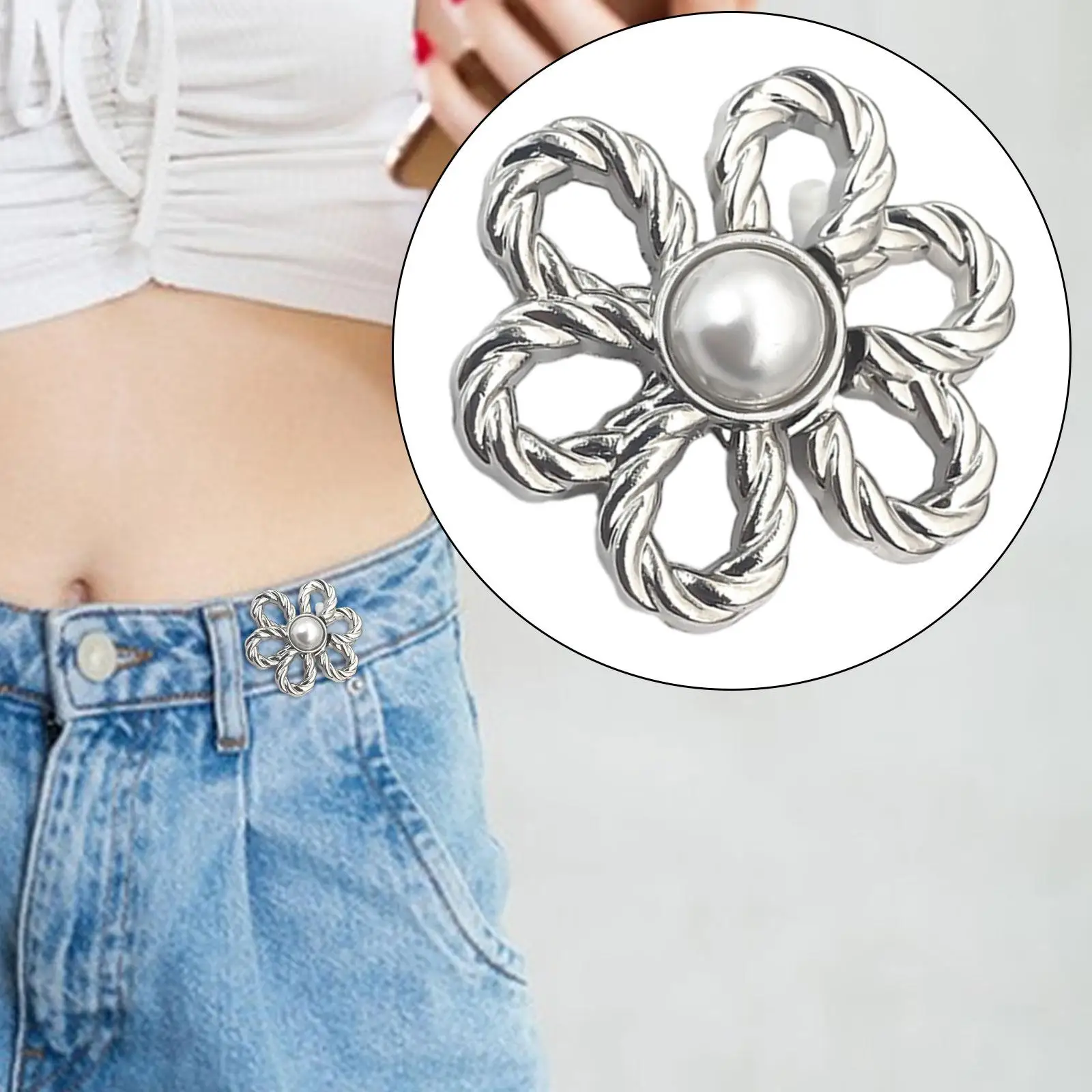 Jeans Waist Tightener Jeans Button Perfect Fit Trendy Flower Button Adjustable Waist Buckle Waist Adjuster for Loose Pants