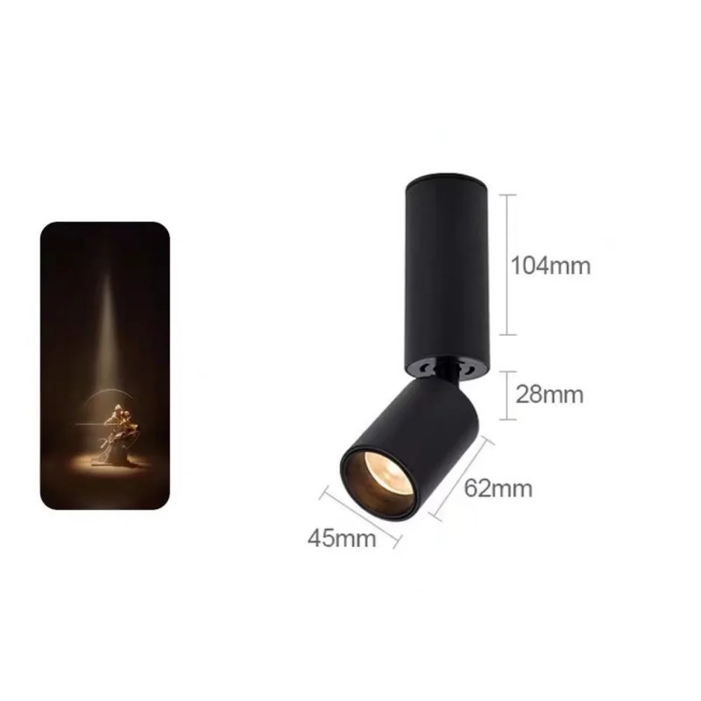 Spot LED monté en surface 3 ° 8 ° 15 ° Éclairage domestique à petit faisceau d'angle, lumière ambiante de fond montée au plafond