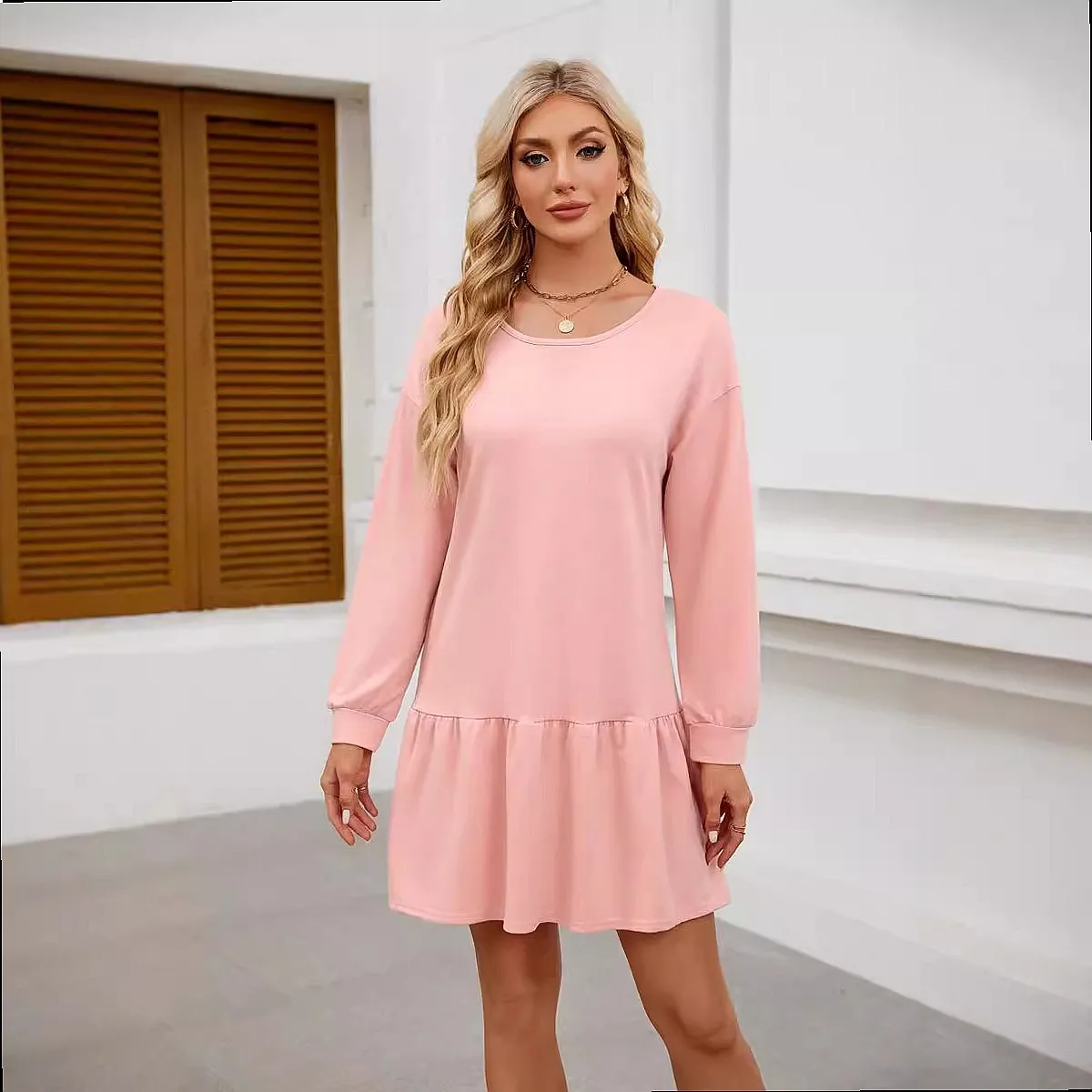 Cross Neck Long Sleeve Casual Sweatshirt Dresses Spring Summer Matching Sets Jumpsuit Playsuit