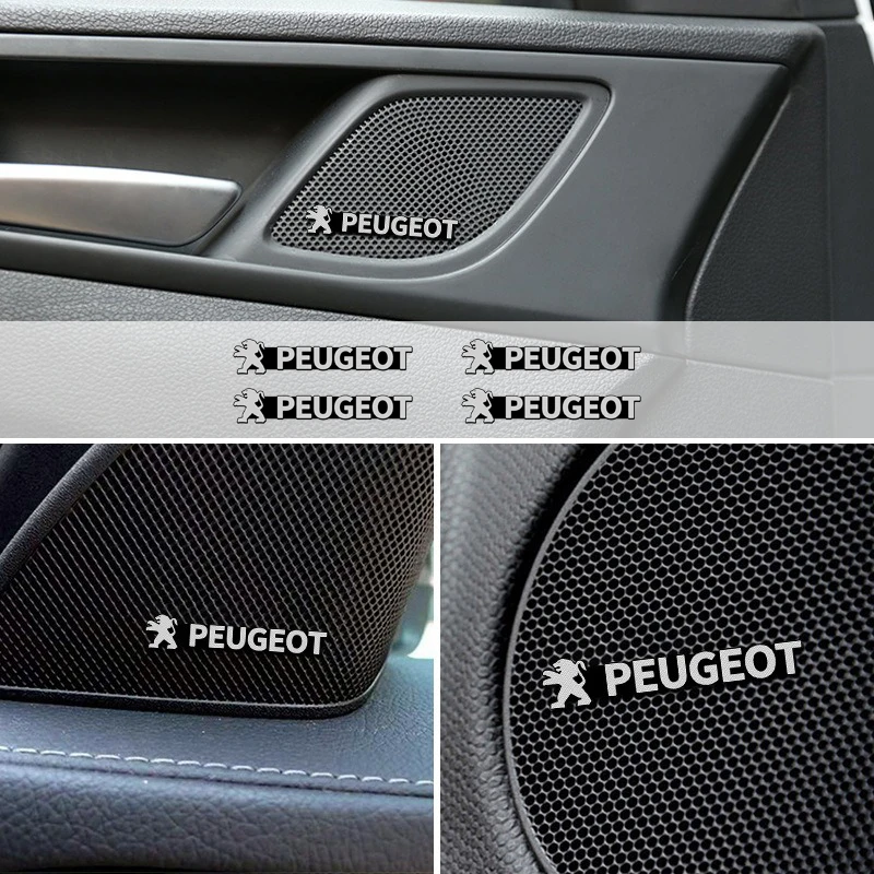 4 قطعة ثلاثية الأبعاد الألومنيوم المتكلم مكبر صوت ستيريو شارة شعار ملصقات السيارات لبيجو 2008 208 308 508 408 3008 307 207 107 607 106 406
