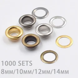 1000sets Grommets Eyelets Wholesale for Clothing 8mm 10mm 12mm 14mm Metal Eyelets with Washers for Fabric Scrapbooking