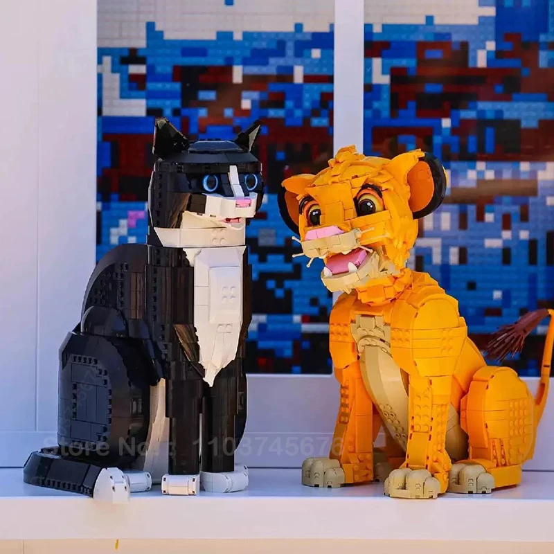 21349 Tuxedo Cat 43247 Lion Animal Model Building Blocks Assemble Cute Cartoon Bricks Puzzle Toys For Children Gifts