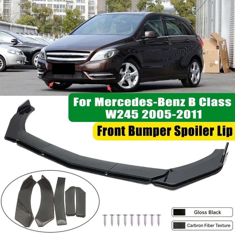 For Mercedes-Benz B Class W245 2005-2011 5Pcs ABS Car Front Bumper Lip Spoiler Splitter Body Kit Canard Tuning Accessories