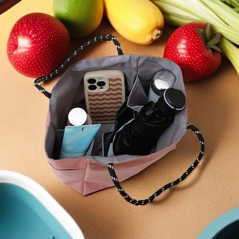 Casual Simple Letter Tote Bag Solid Color Large Capacity Lunch Bag Portable Waterproof Work Commuting Handheld Bag