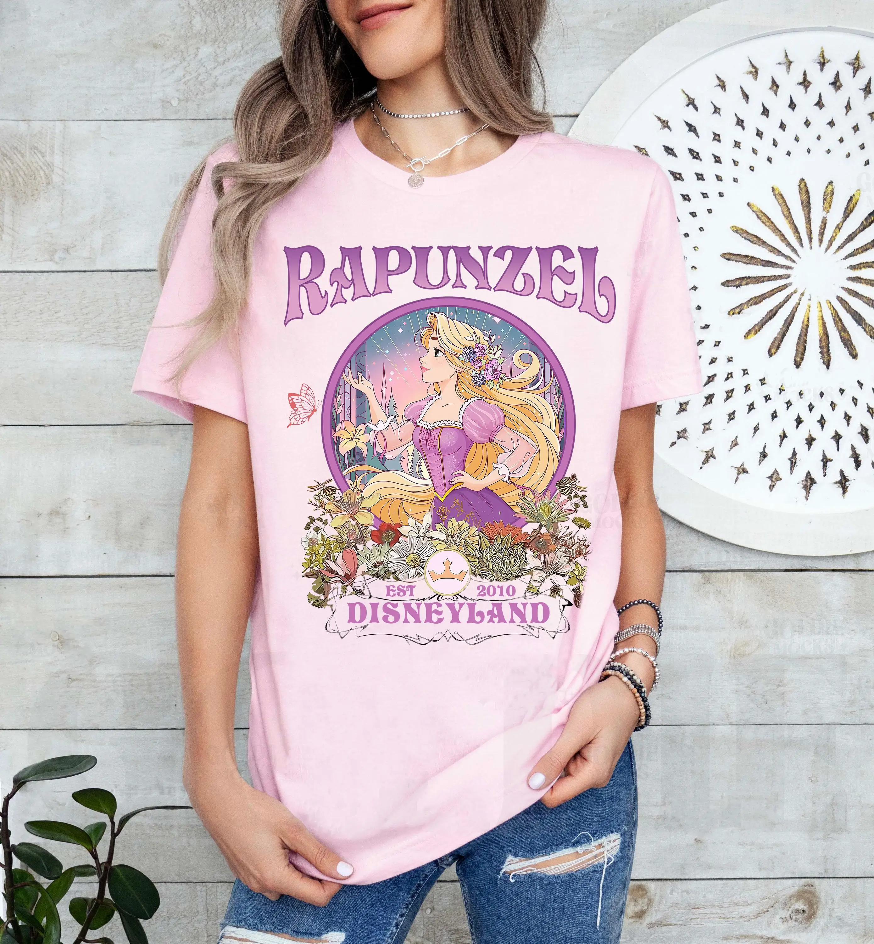 ديزني متشابكة الأزهار تي شيرت ريترو ، ديزني رابونزيل تي شيرت ، ديزني بارك الأميرة فتاة جولة تي شيرت ، ديزني أفضل صديق تي شيرت #6