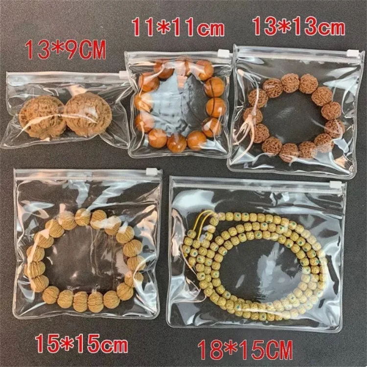 Sac à bijoux en plastique PVC haute transparence, fermeture éclair, optique, étanche à la poussière, batterie, boucle d\'oreille, perles, bibelots,