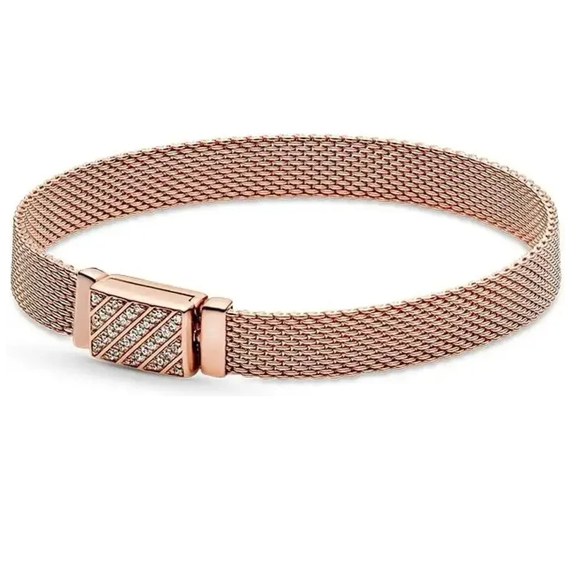 New 925 Silver Multi Circle Snake Wide Watch Chain with Square Chain Buckle and DIY Charming Jewelry Women's Boutique Gift