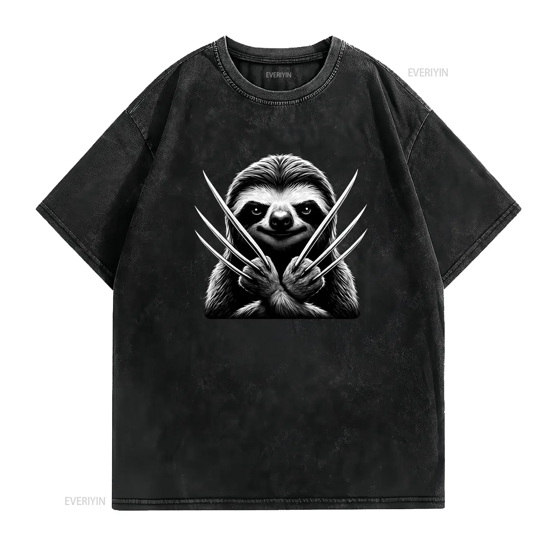 Sloth Funny Mutant Parody Cotton T Shirt Retractable Claws Hero vintage Washed Casual Top For Everyday Wear graphic streetwear