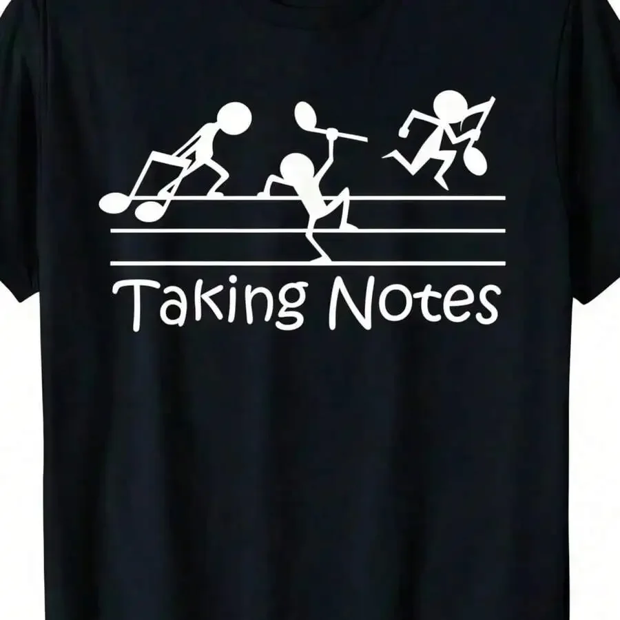 [Funny Music T-Shirt] 100% Cotton Music Lover's T-Shirt | Vintage 'Taking Notes' Design, Short Sleeve, Round Neck, Funny Musical