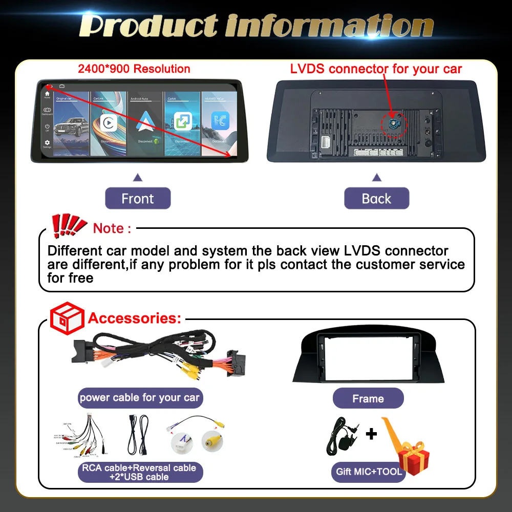 12.3 inch Linux Wireless Carplay Android Auto Car Multimedia Player For BMW 5 Series E60 E61 E63 E64 2005-2010 CCC CIC Navi GPS view 6