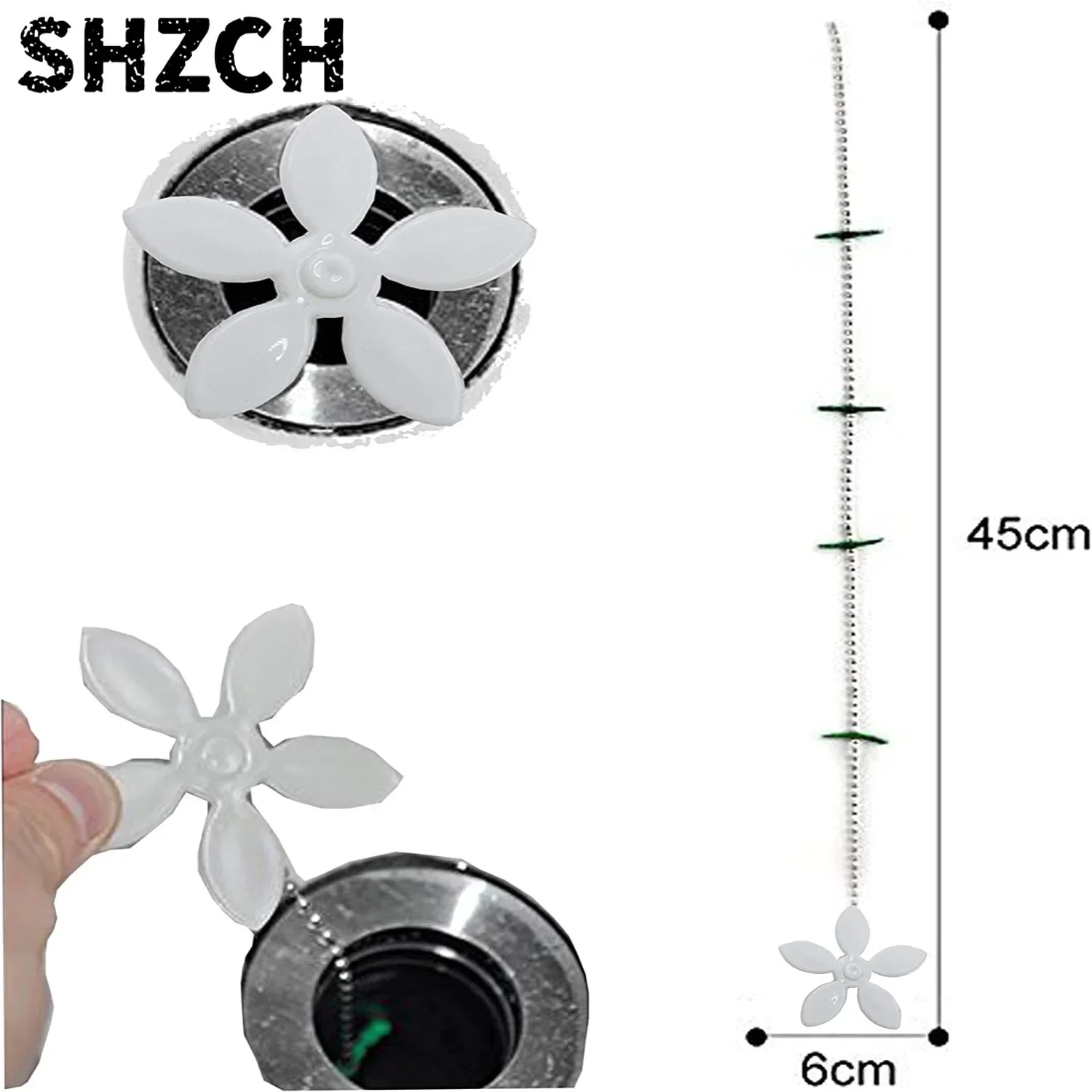 10-Pack White Disposable Flower Drain Strainer Hair Catcher with Chain for Bathroom Bathtub Shower Sink, 2.36 Inches/6 cm