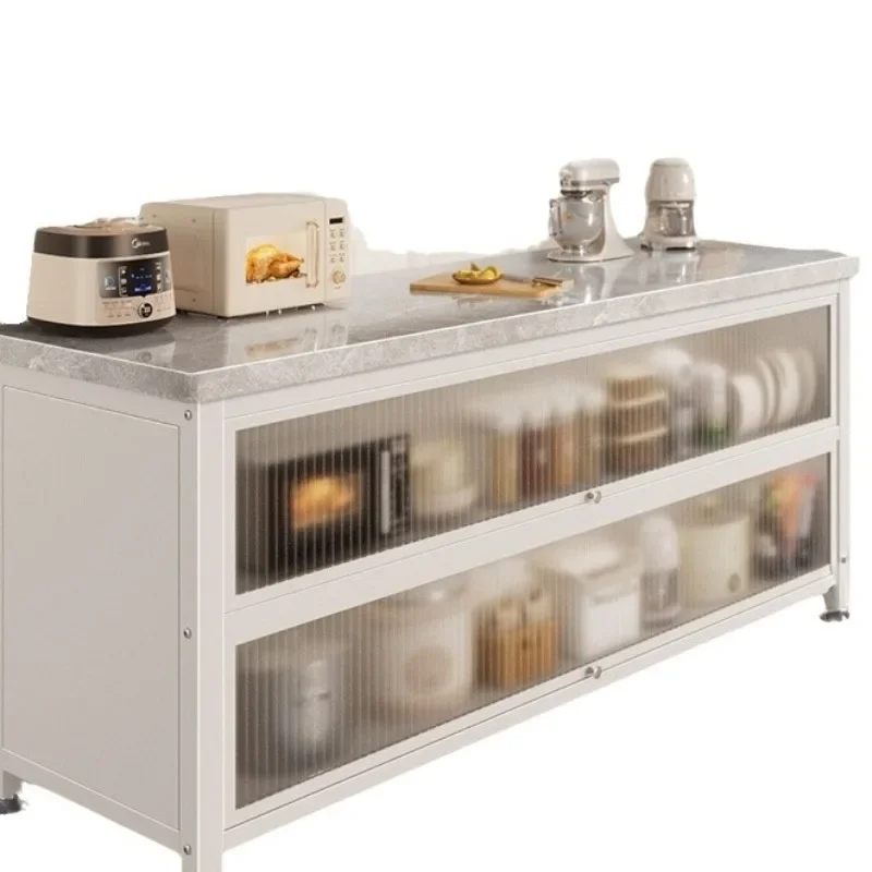 

Kitchen shelf rock slab floor-to-ceiling multi-layer storage microwave oven multi-functional dining side storage cupboard sub-li
