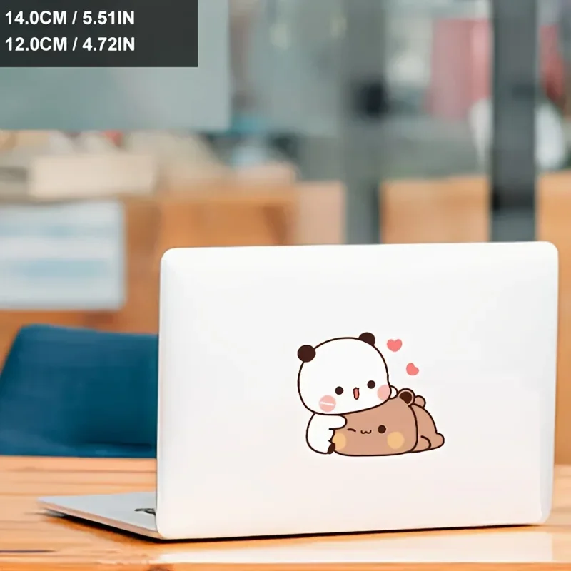 1개 팬더 & 곰 하트 스티커 - 스케이트보드, 노트북 및 휴대폰 케이스용 귀엽고 따뜻한 사랑스러운 분위기 - 탈부착 가능한 트렌디한 장식