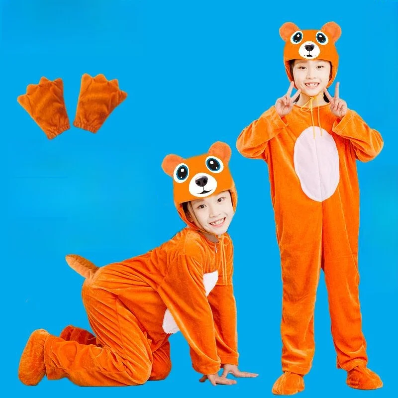 زي أداء الأطفال على شكل دب الباندا للهالوين، زي حضانة الدب البني، مصنوع من مادة القطن، مقاس الشباب أقل من 7 سنوات #2