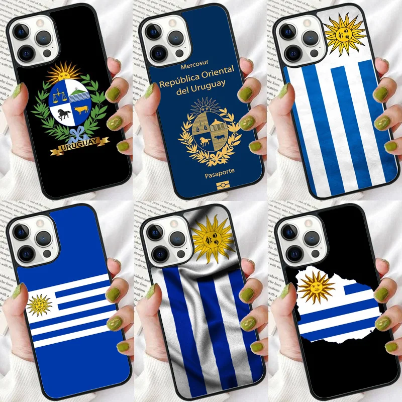 Uruguay Flag Passport Flag Map Phone Case For iPhone 16 15 14 plus XR XS 11 12 13 Pro max Bumper Shell Cover coque