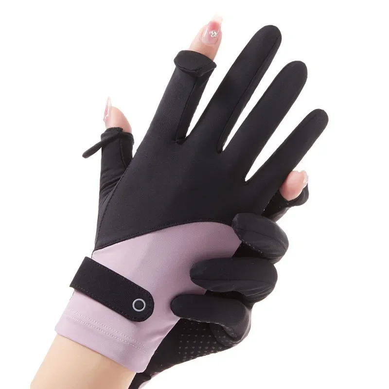 Lady Sunscreen Ice Silk Gloves Female Summer Sun Protection Gloves Fashion Cycling Driving Running Mittens Thin Anti-UV Gloves