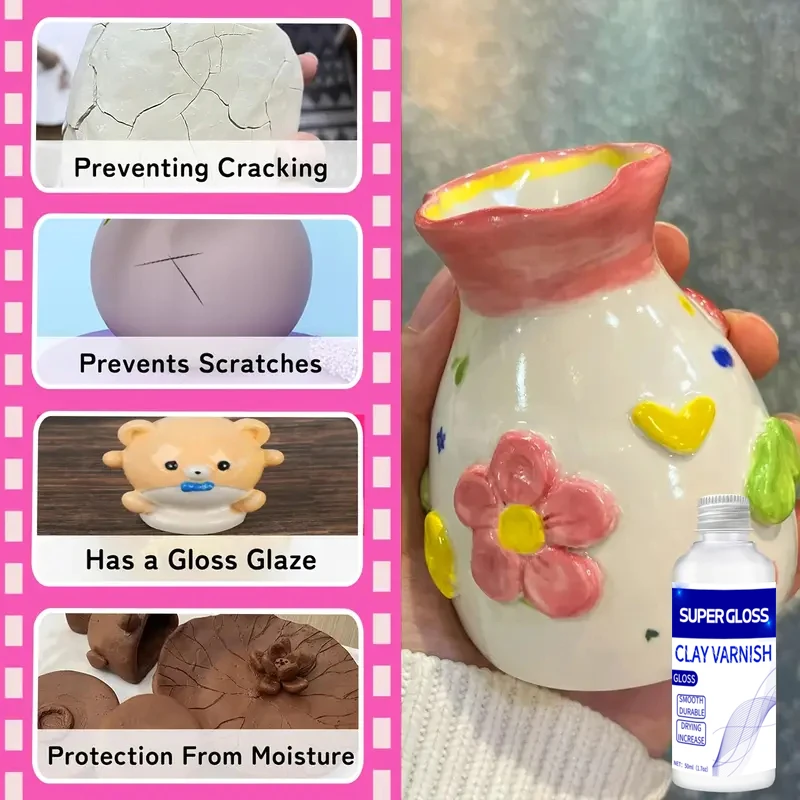 Clay Gloss Varnish Sealant Waterproof Prevent Clay Cracking DIY Crafts Protective Coating For Pottery Wood Acrylic Paintings