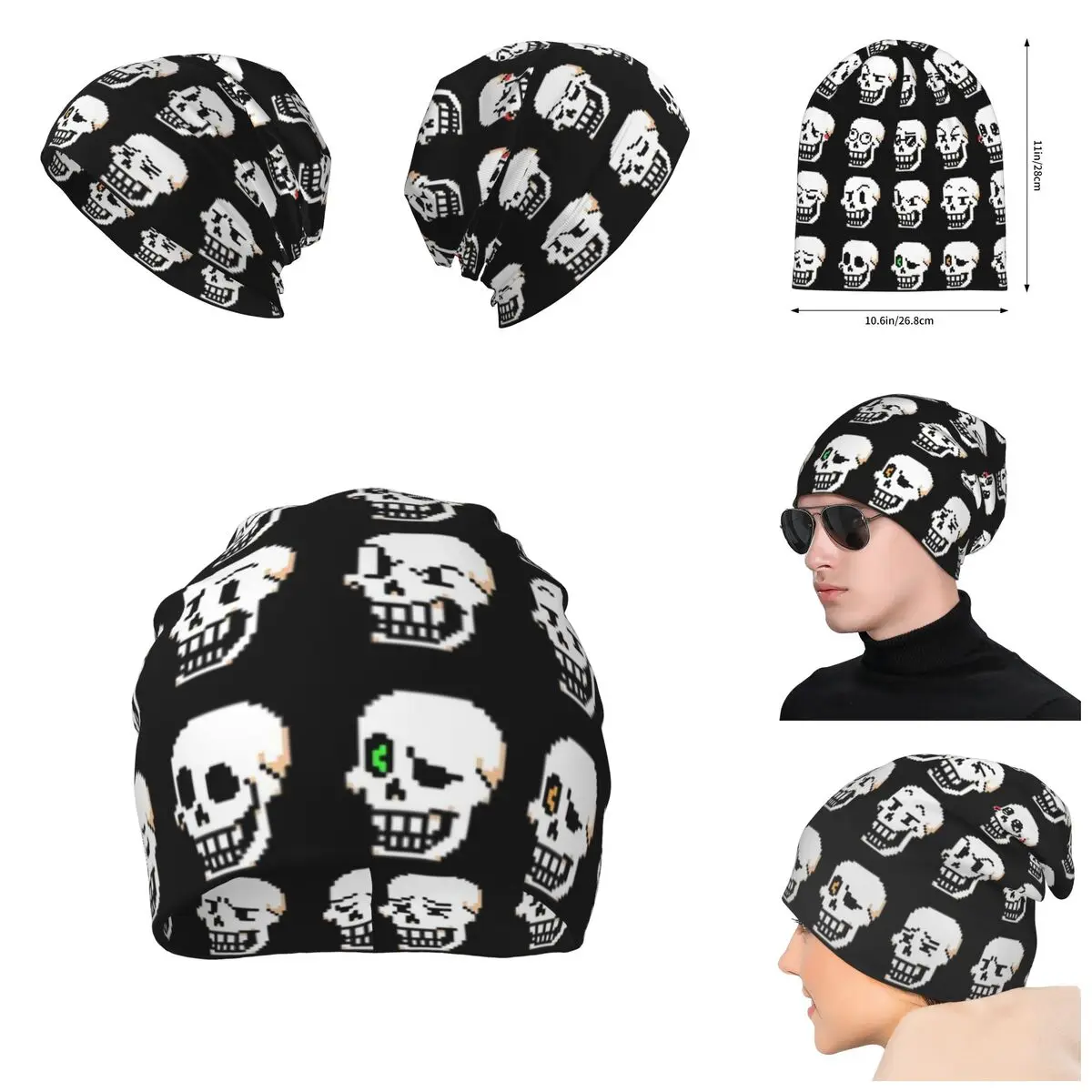 Sans And Papyrus Sprites Undertale Napstablook Unisex winter Warm Hat 3D print Beanies Hat For Men And Women Outdoor Hat