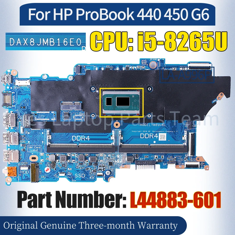 

DAX8JMB16E0 For HP ProBook 440 450 G6 Laptop Mainboard L44883-601 SRFFX i5-8265U 100％ Tested Notebook Motherboard