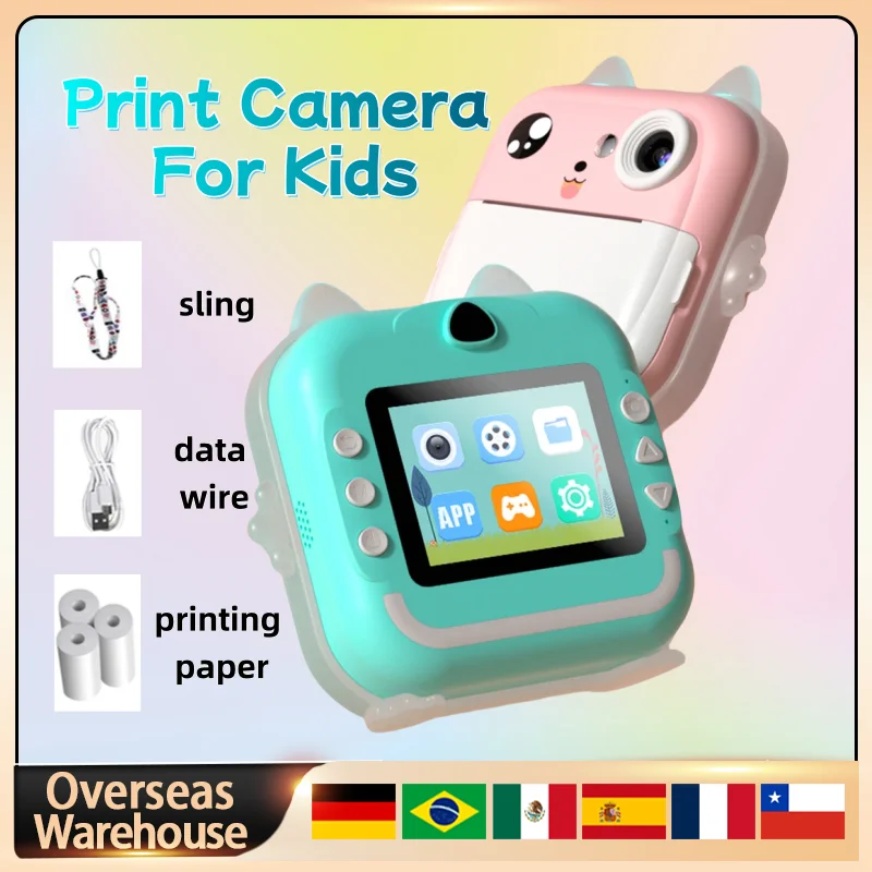 Hot Children's Mini Printing Camera Instant Print Digital Camera For Kids Gifts 1080p HD Screen Outdoor Toy Print Thermal Paper